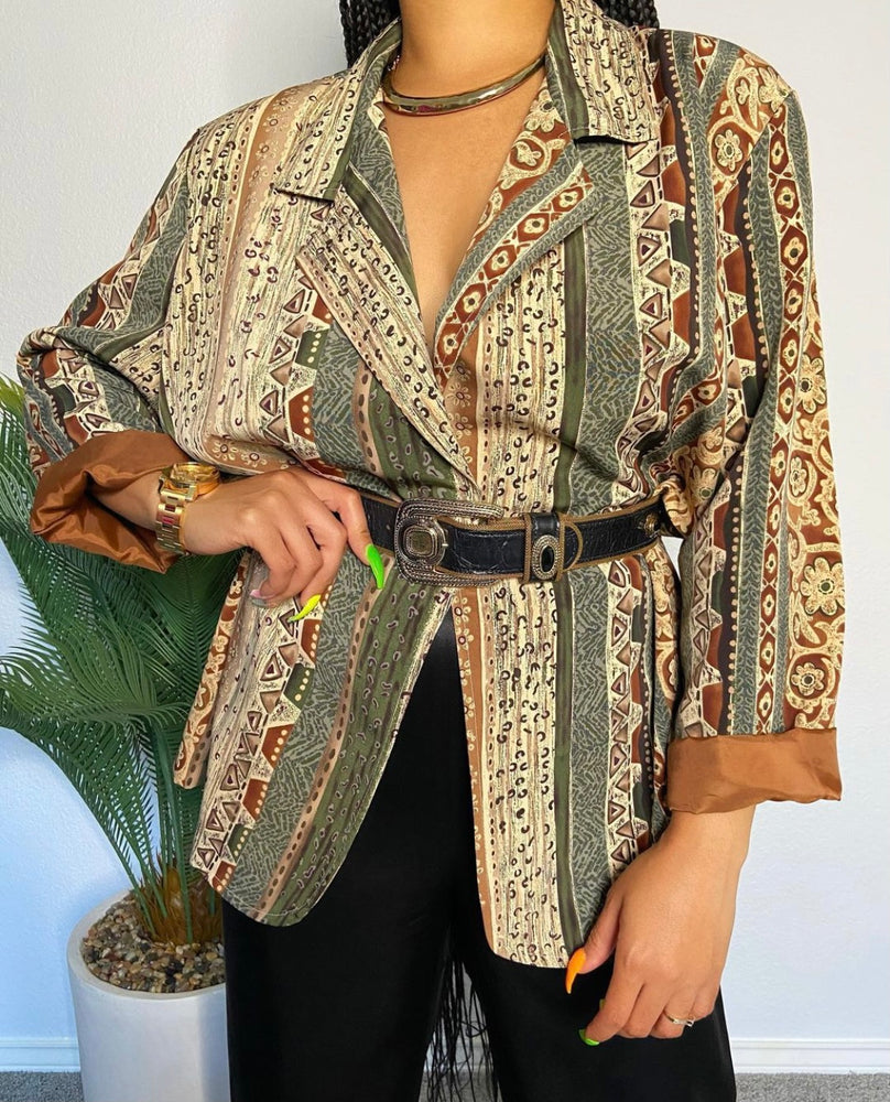 Vintage Erin London Brown & Olive Blazer with Print – Vinty Clothing Store