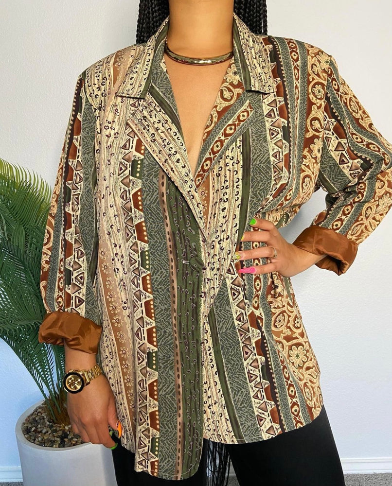 Vintage Erin London Brown & Olive Blazer with Print – Vinty Clothing Store